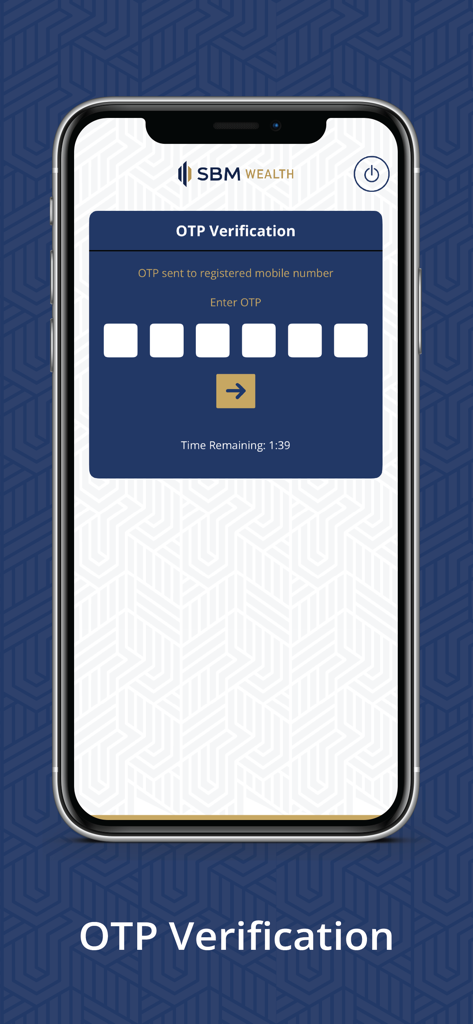 SBM Bank India Ltd - OTP verification screen on the SBM Bank India mobile app for secure login