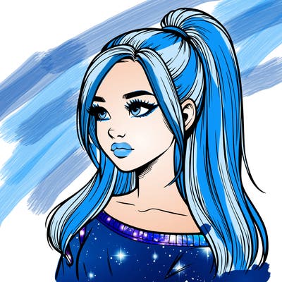 realistic girl with a high ponytail