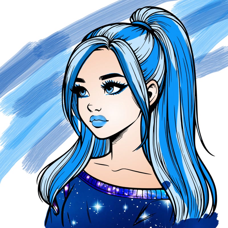 realistic girl with a high ponytail
