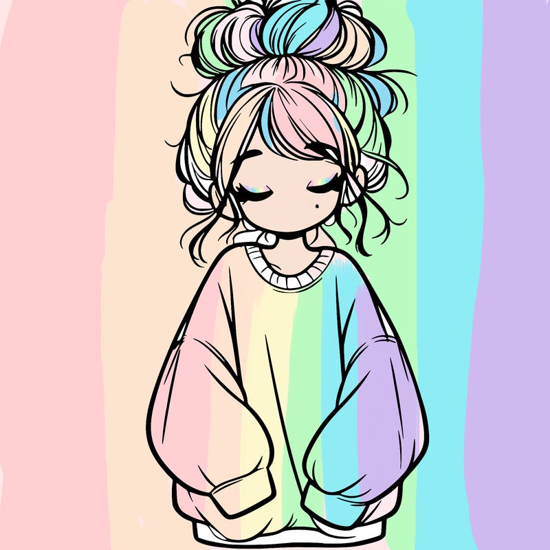 girl with baggy sweatshirt and messy bun