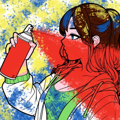 a realistic girl spray, painting