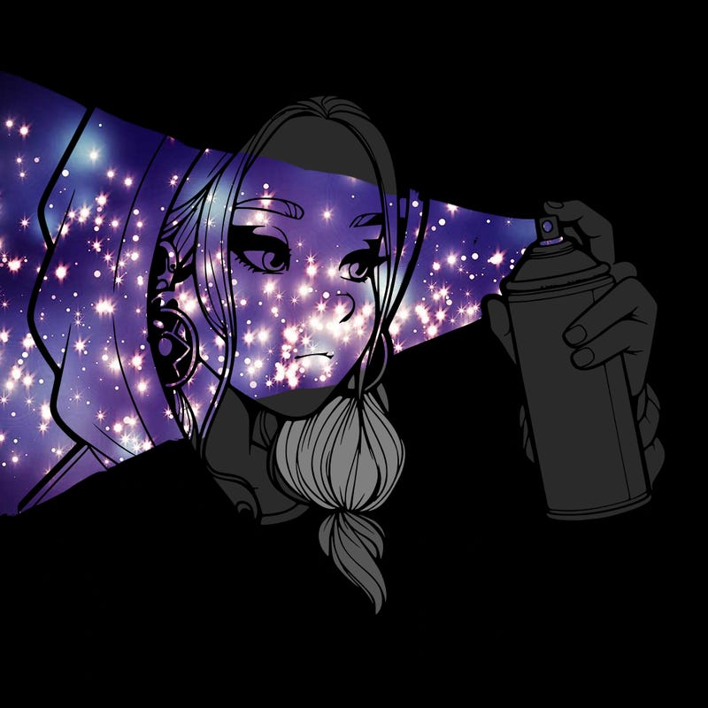 a realistic girl, spray painting