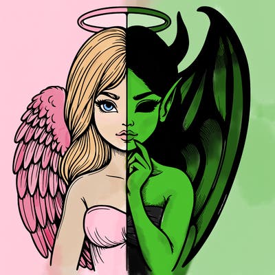 realistic angel half demon