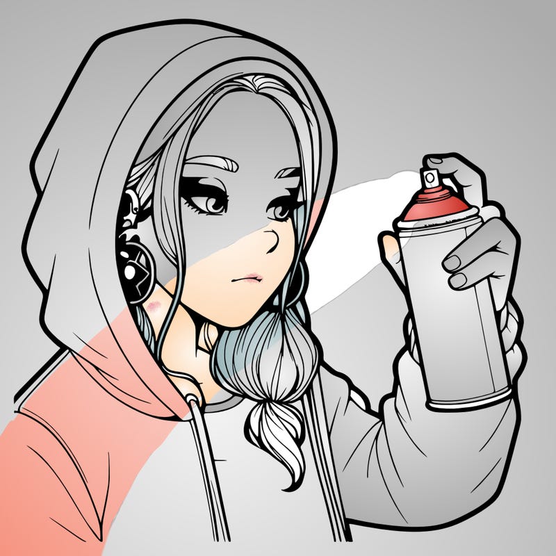 a realistic girl, spray painting