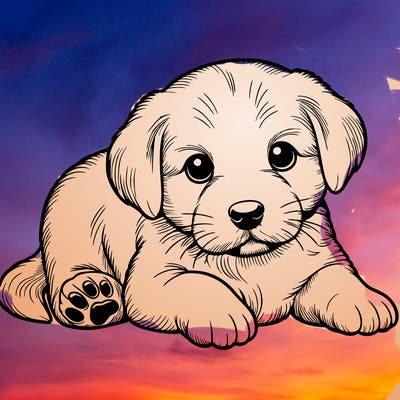 a cute realistic puppy