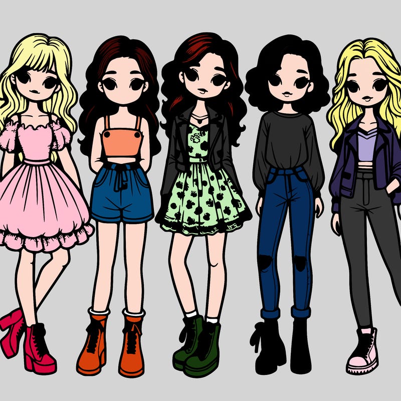 5 girls with stylish outfits