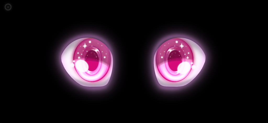 Prank Eyes - A pair of glowing pink anime eyes on a black background