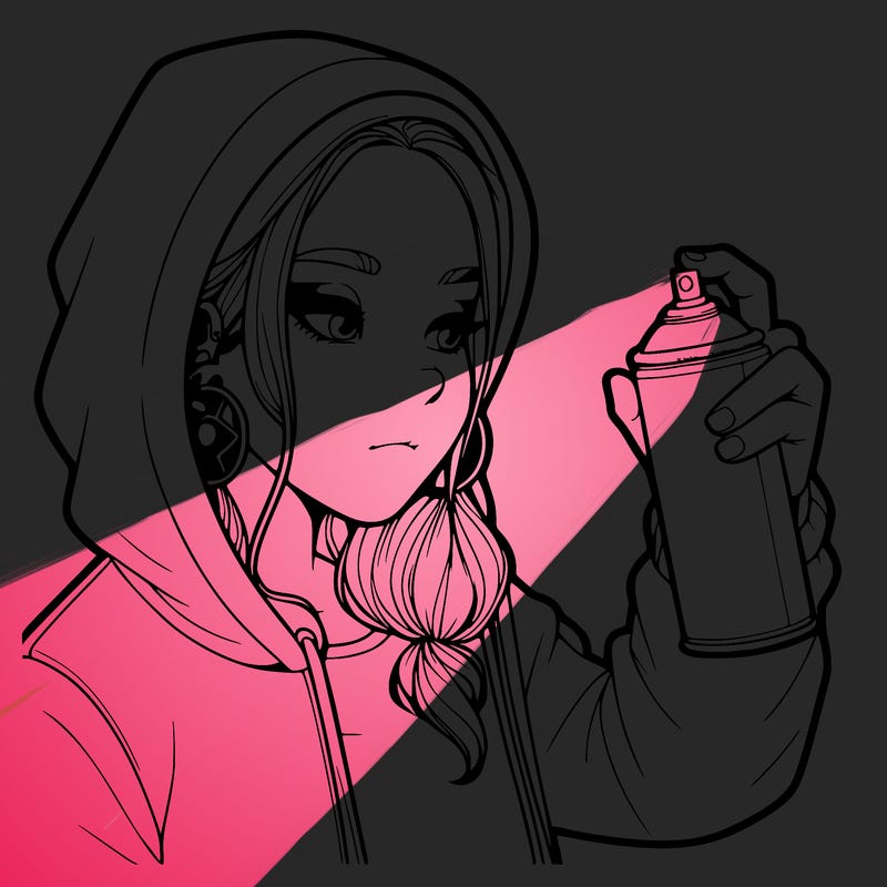 a realistic girl, spray painting