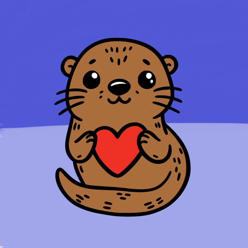 otter with a heart
