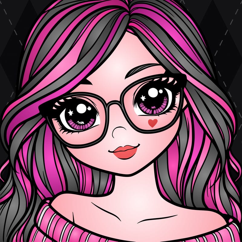 girl with beautiful eyes, hair, and glasses