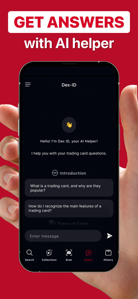 MonPrice: Card Value Scanner - Interfaccia dell'assistente AI Dex ID nell'app scanner di carte MonPrice