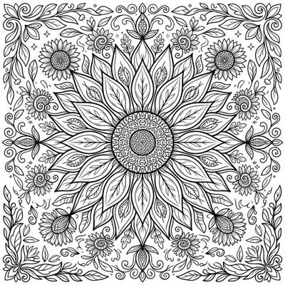 Celebrate the vibrant energy of spring with this stunning sunflower mandala coloring page. Its intricate design, featuring radiant sunflower petals and fresh botanical elements, promises a delightful and meditative coloring experience.