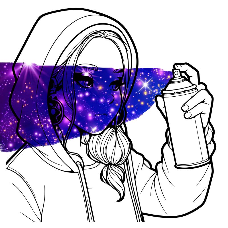 a realistic girl, spray painting