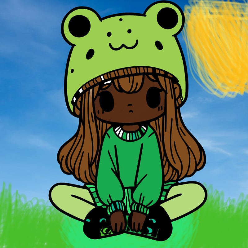 a girl wearing a frog hat and some frog socks