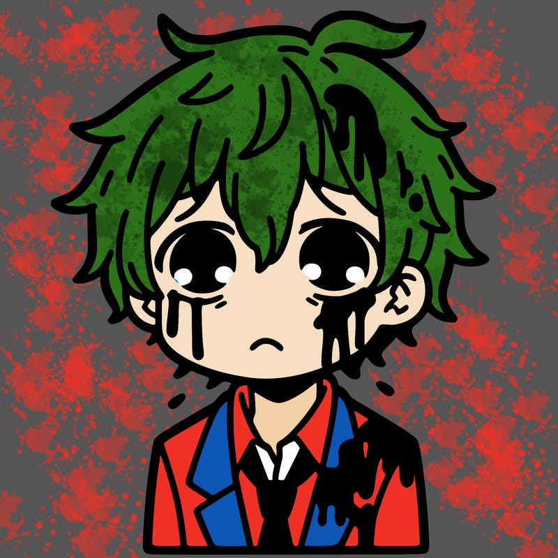 sad ,anime character,blood on face hurt,