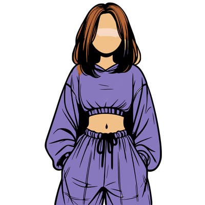 realistic girl faceless with baggy pants and a crop top