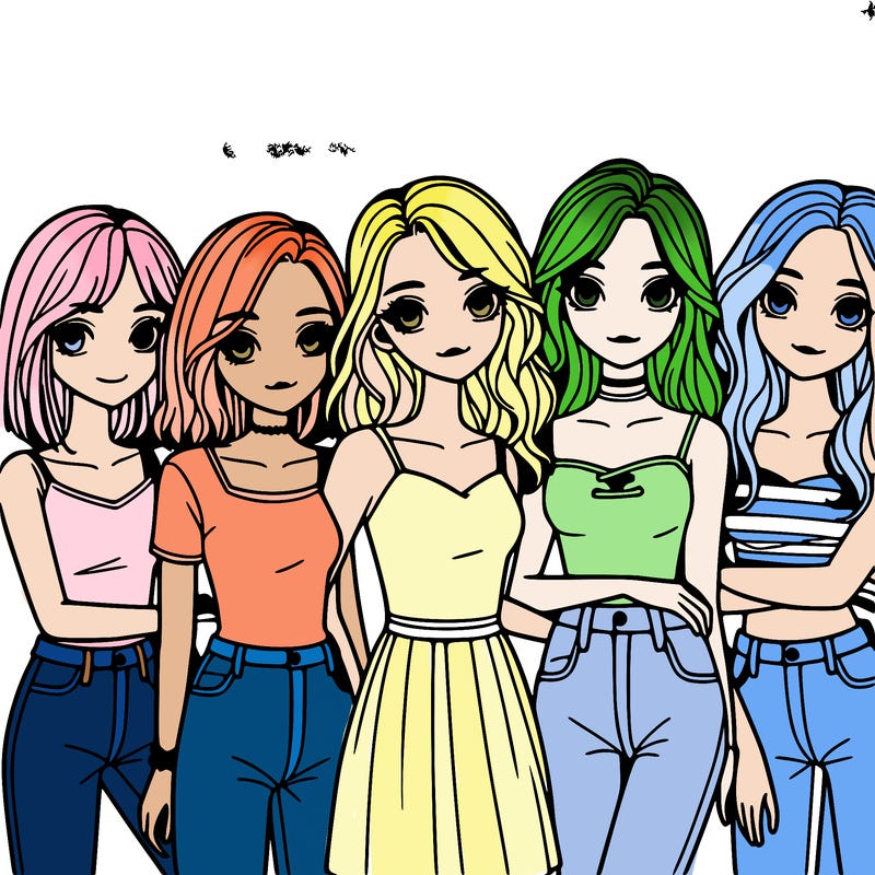 a group of girls realistic