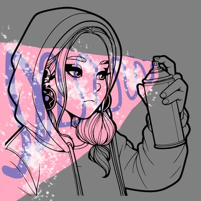 a realistic girl, spray painting