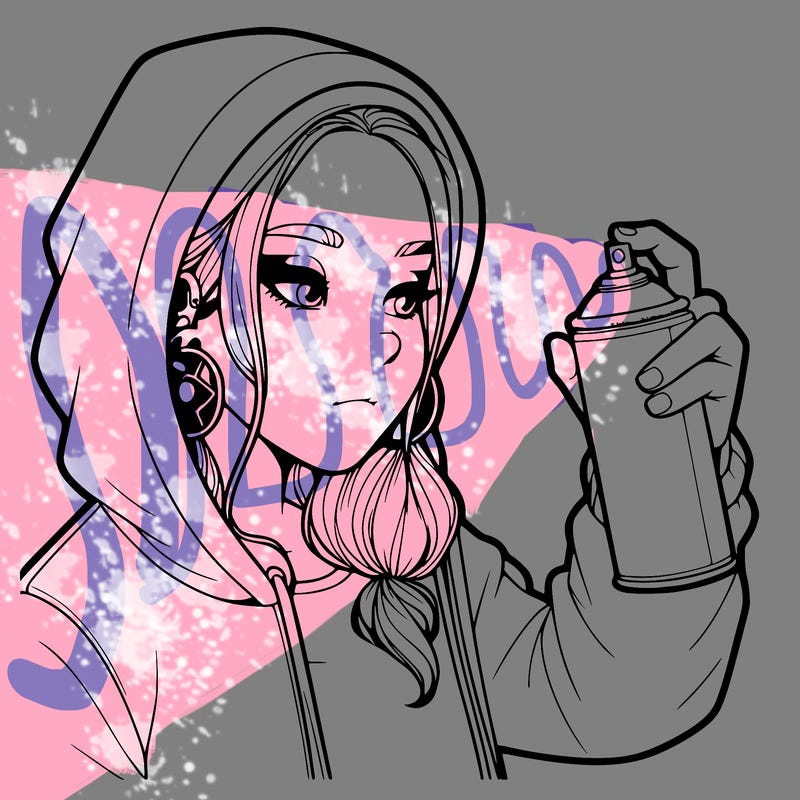 a realistic girl, spray painting