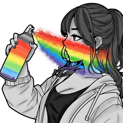 a realistic girl spray, painting