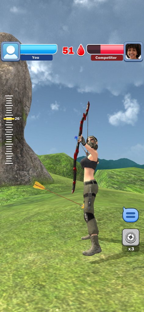 Archery Master: Hero Clash 3d - Personaje apuntando un arco en un duelo de tiro con arco 3D en Archery Master Hero Clash 3d