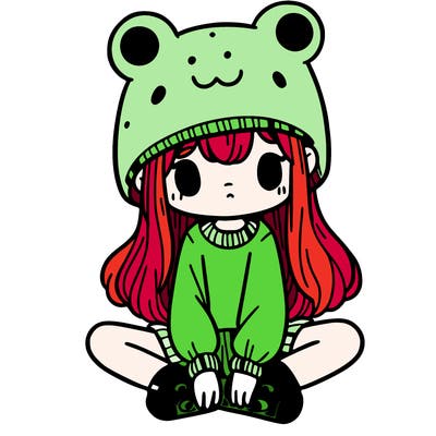 a girl wearing a frog hat and some frog socks