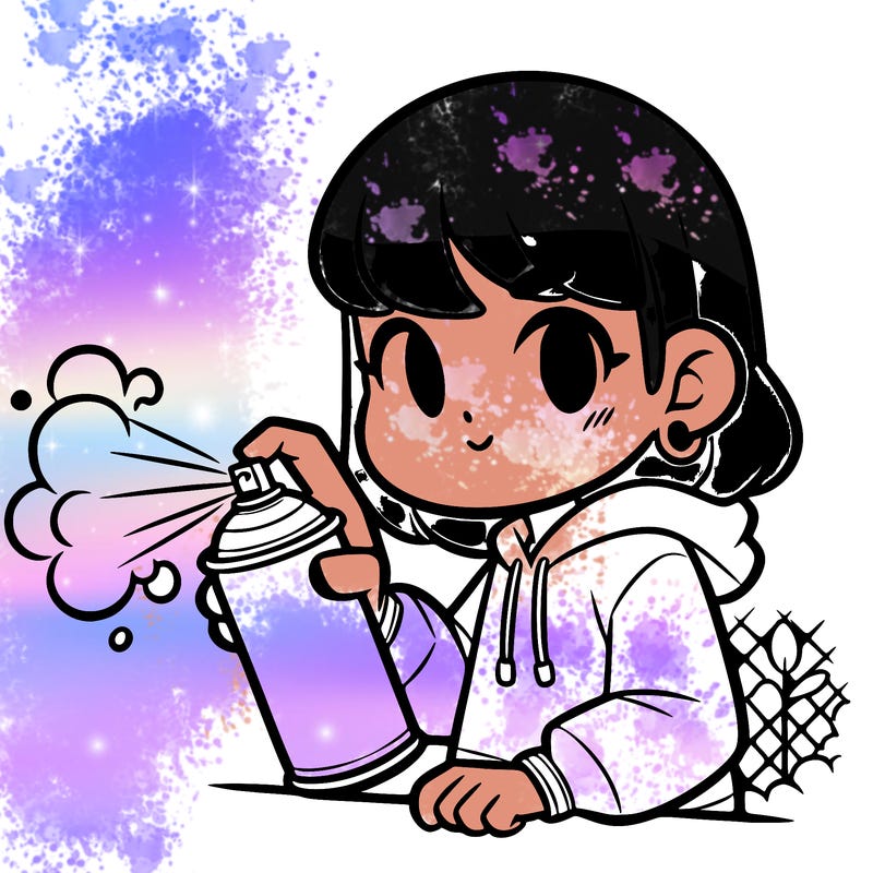a young girl spray painting