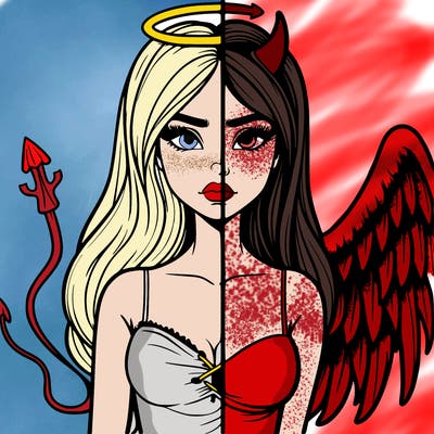 devil vs angel realistic girl