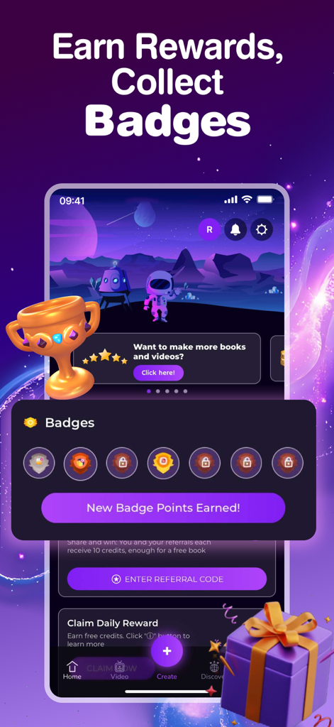 Storytime AI: Story Generator - Reward system and badge collection in Storytime AI app