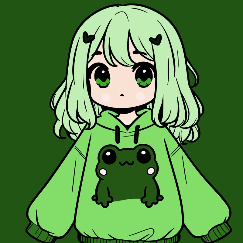 girl wearing frogging sweatshirt