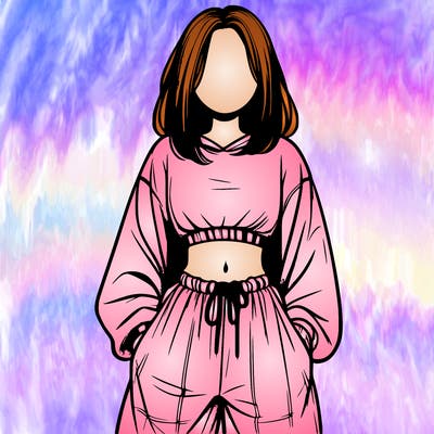 realistic girl faceless with baggy pants and a crop top