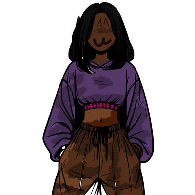 realistic girl faceless with baggy pants and a crop top