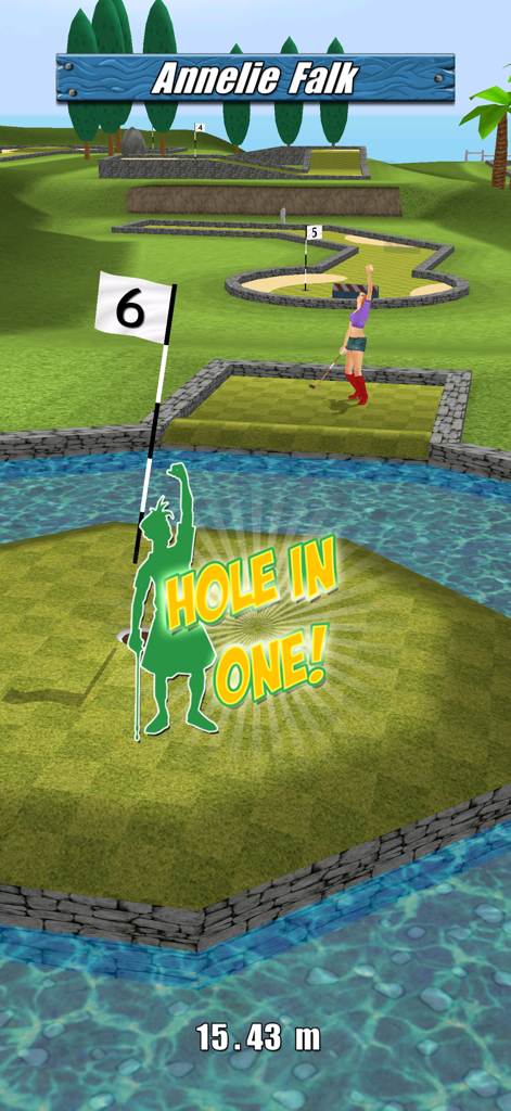 Celebración de hoyo en uno en My Golf 3D.
