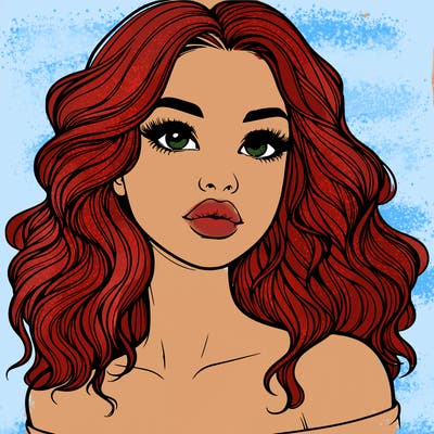 realistic girl with wavy hair and lips