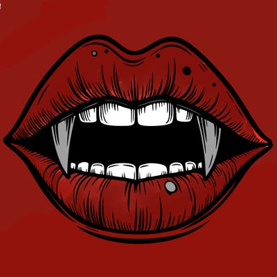 lips with vampire teeth