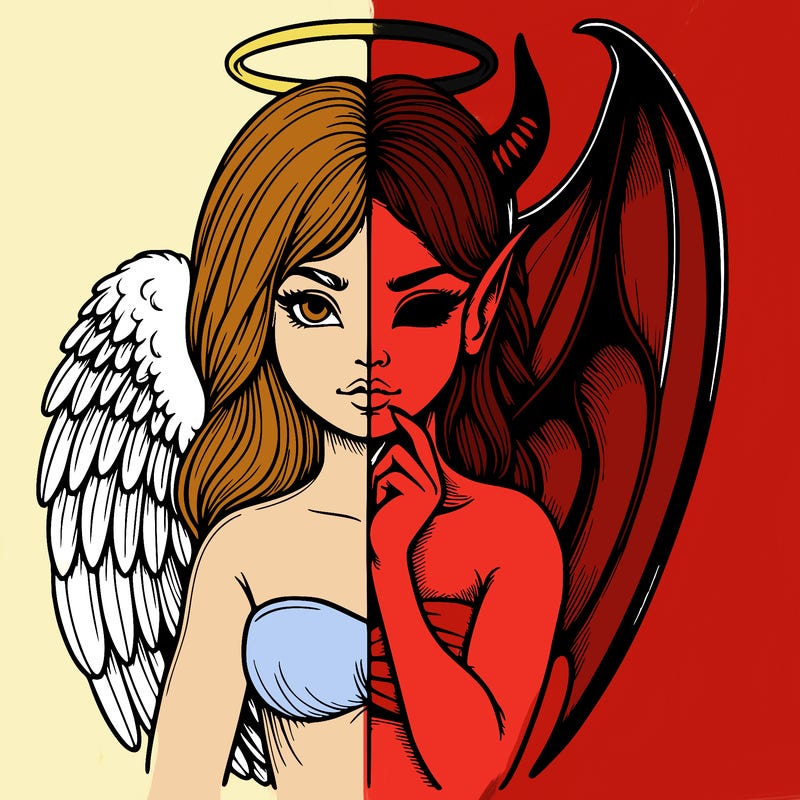 realistic angel half demon