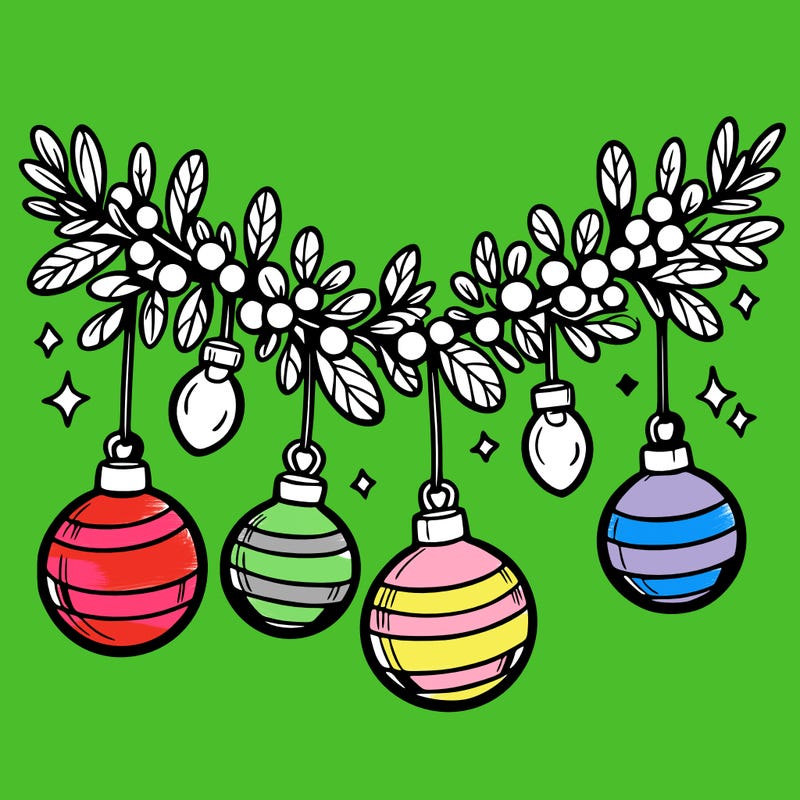 christmas garland with big bulbs