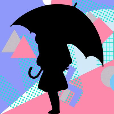 lonely girl holding black umbrella
