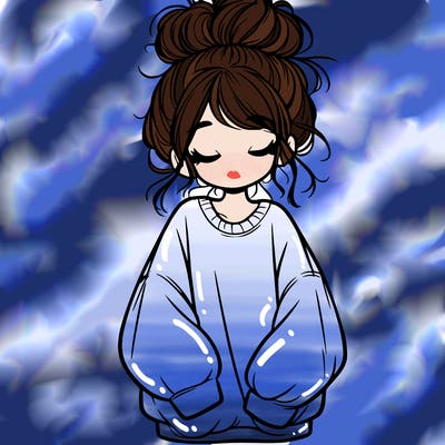 girl with baggy sweatshirt and messy bun