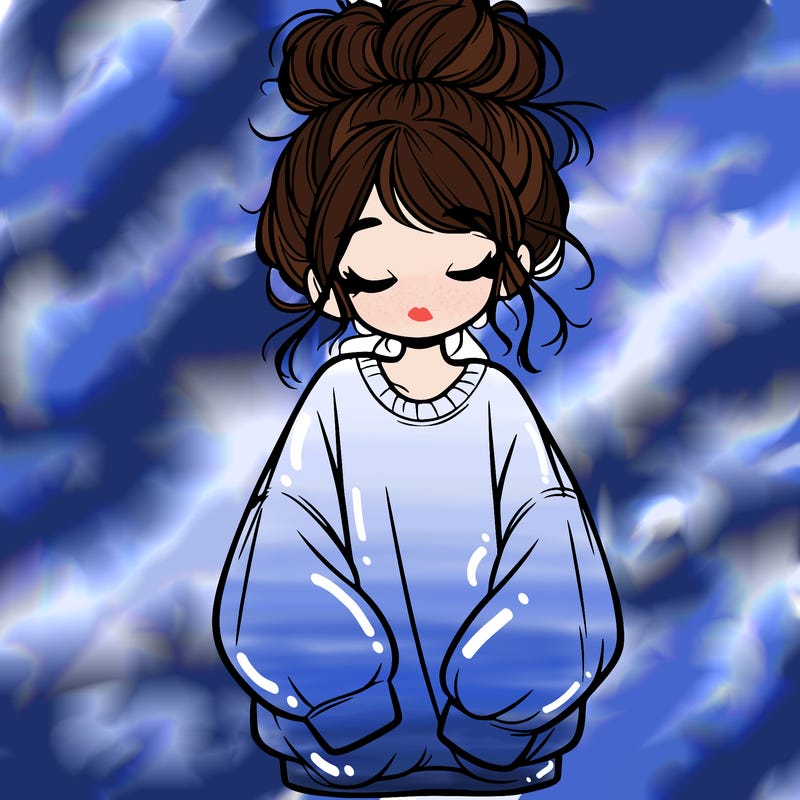 girl with baggy sweatshirt and messy bun