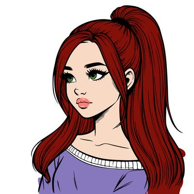 realistic girl with a high ponytail