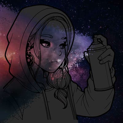 a realistic girl, spray painting