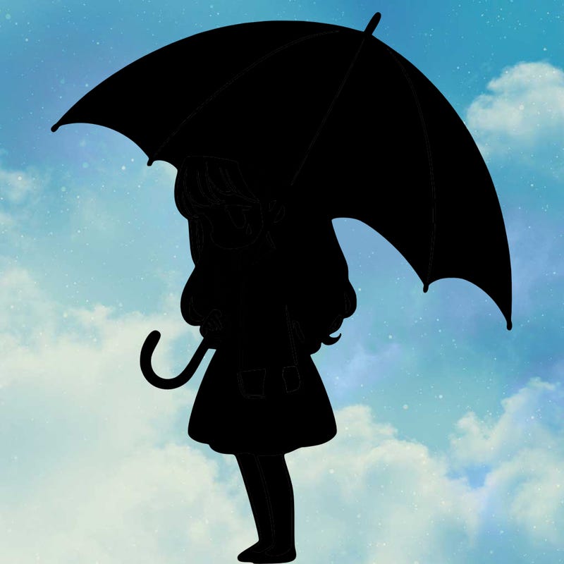 lonely girl holding black umbrella