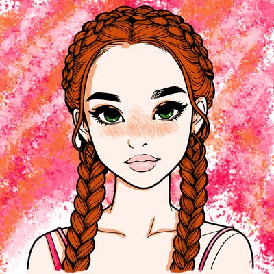 realistic girl with braids