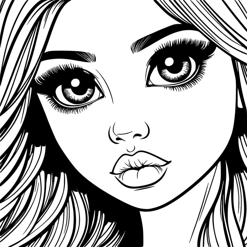 realistic girl eyes lips mouth hair pop star