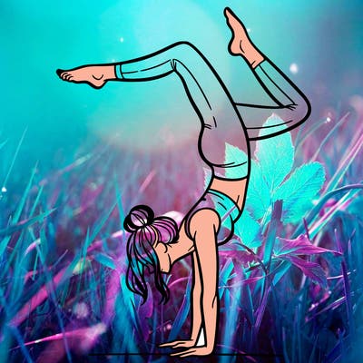 a woman doing a handstand