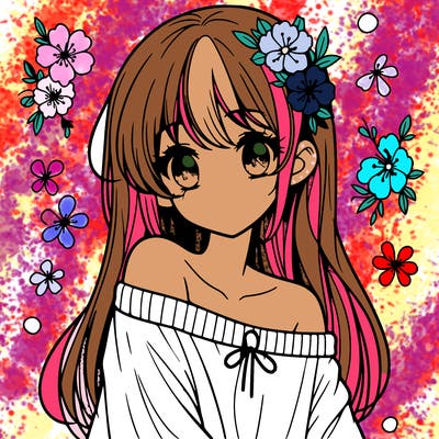 pretty anime girl with show shoulder shirt