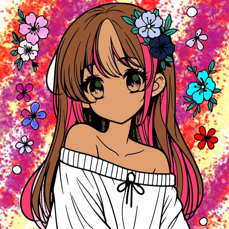 pretty anime girl with show shoulder shirt