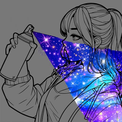 a realistic girl spray, painting