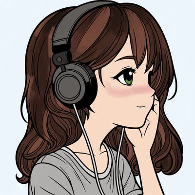 realistic girl listening to music